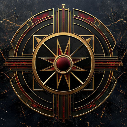 Art Deco photo logo with a luxurious background, rich colors