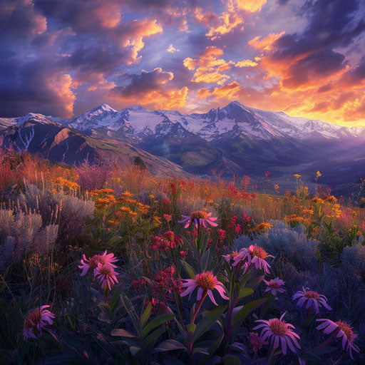 Wasatch Mountains at dusk with vibrant colors
