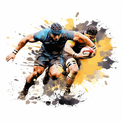 Rugby clipart in the style of Impressionistic Art, on a white background