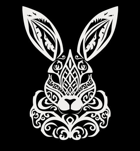 Celtic rabbit in open Celtic pattern, Maori art style