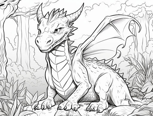 Children Coloring Pages, Dragon Coloring Pages, in the Style of Pictorial Storytelling, Lively and Energetic 4:3