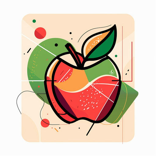 Minimalist tattoo of geometric red and green apple