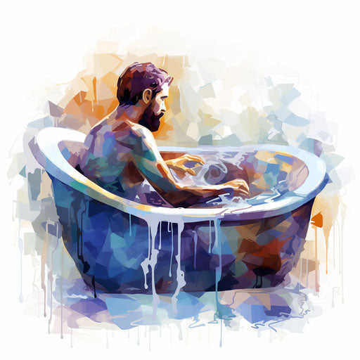 Clipart of a bath in the style of Impressionistic Art