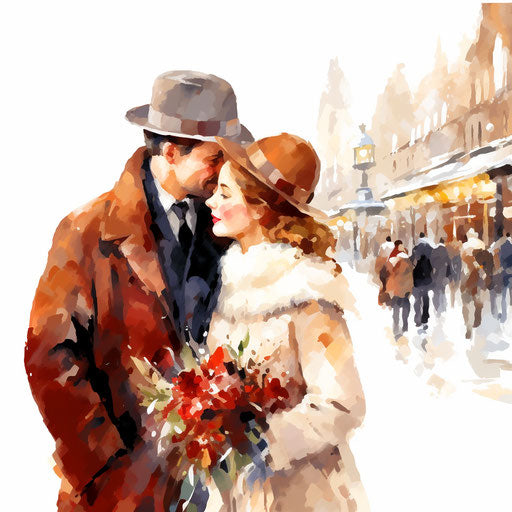 Impressionistic holiday clip art on white background