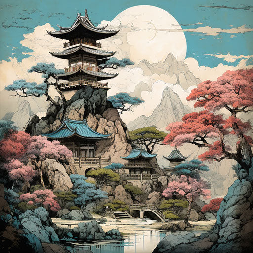 Oriental garden: tree and monumentality in ink-washed style