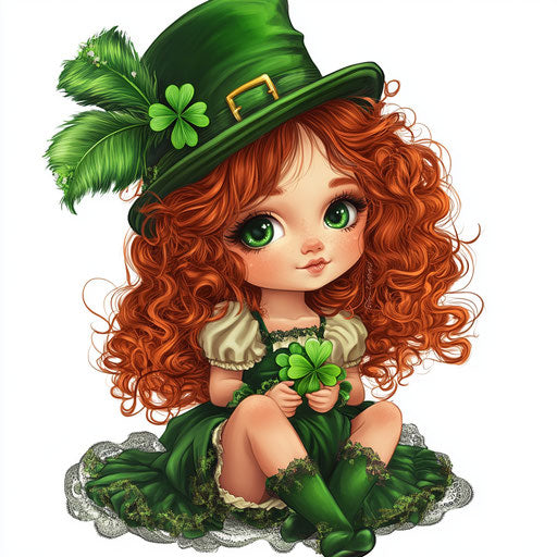 St. Patrick's Day girl with green ribbons in hair