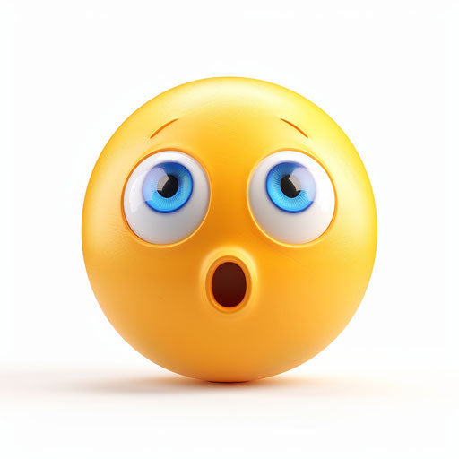 Yellow emoji icon with round blue face, eyes, and surprise