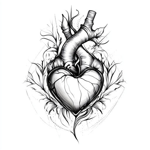 Beautiful flat tattoo sketch of a heartless design