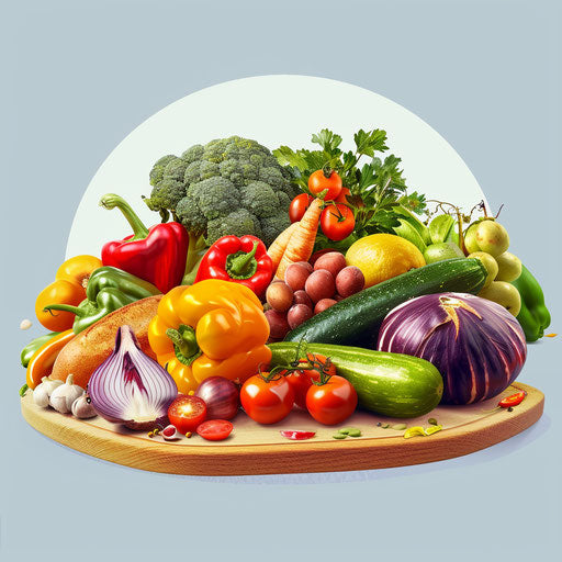 Nutrition clipart with flat random color background