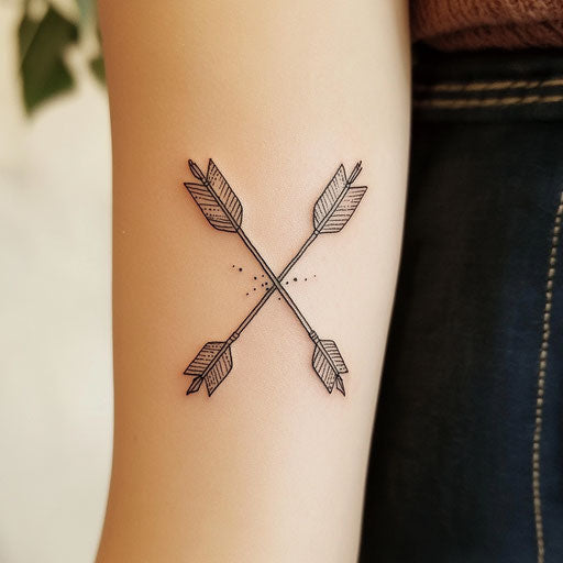 Minimalist tattoo sketch for cute couple, crossing arrows