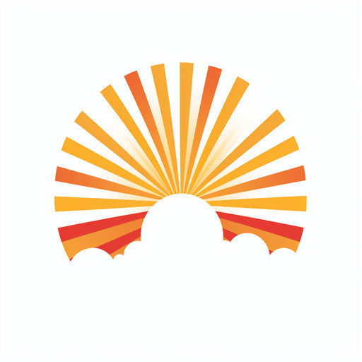 Sun rays minimalist clipart on white background