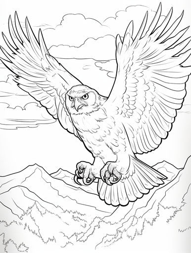 Owl flying in the skies for coloring pages