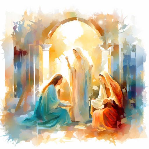 Nativity scene in Impressionistic Art on white background