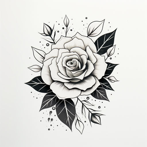 Black and white rose tattoo design