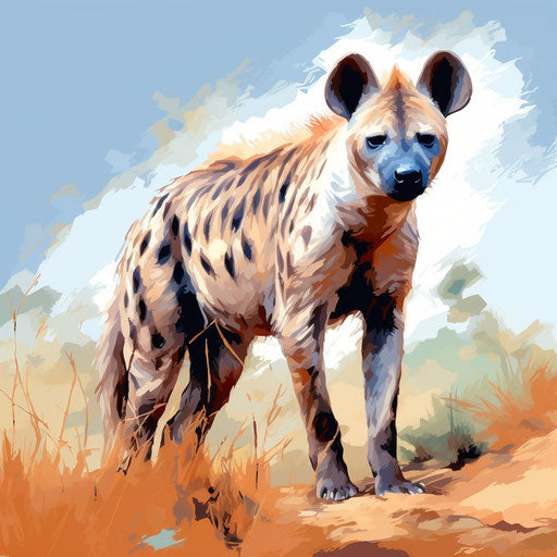 Hyena Art in Impressionistic Style, on White Background