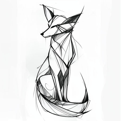 Sleek abstract fox tattoo design in minimalist style