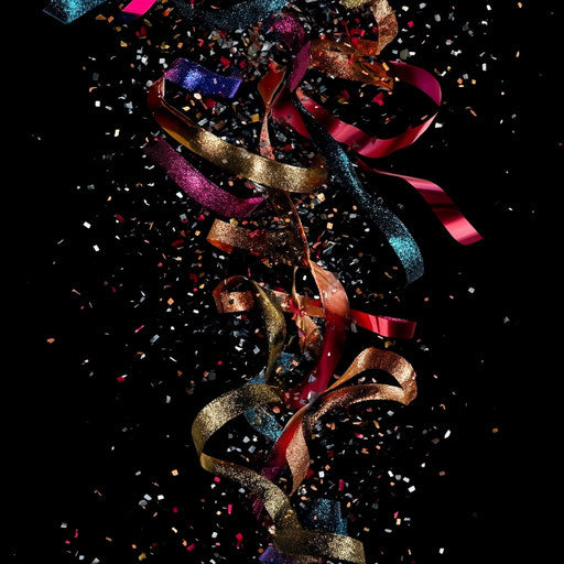 Realistic illustration of New Year's Eve streamers, high-res, isolated