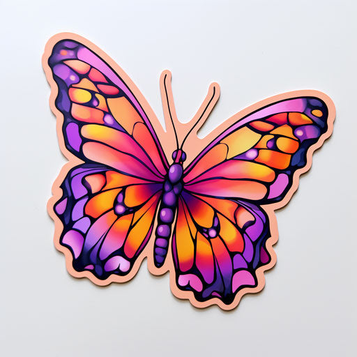 Pink and orange butterfly sticker, tattoo style