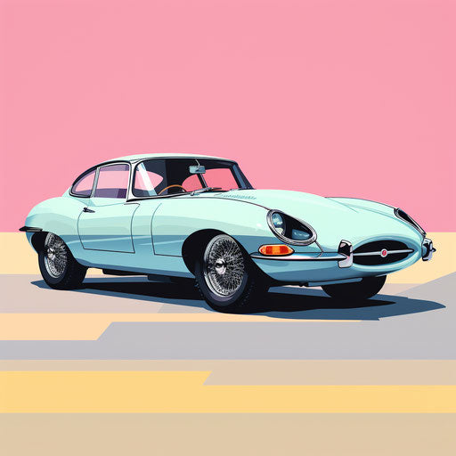 Jaguar E Type Car Pastel Colors