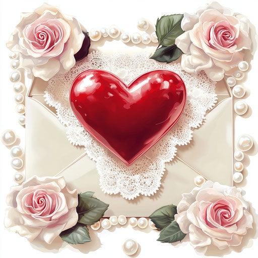 Valentine's Day love letter with lace and roses