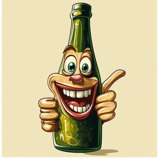 Unique Champagne Bottle Caricature Clipart Art Pieces