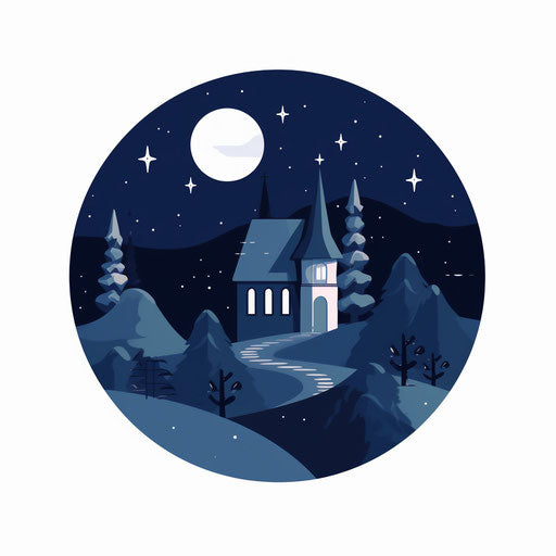 Minimalist style night clipart, on a white background