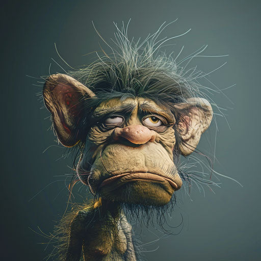 Troll clipart in photo realistic style with a flat random background