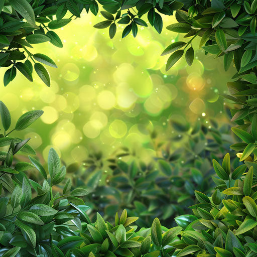 Realistic garden background with metallic sheen