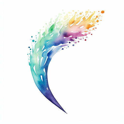 Curved arrow in Watercolor Art style on white background