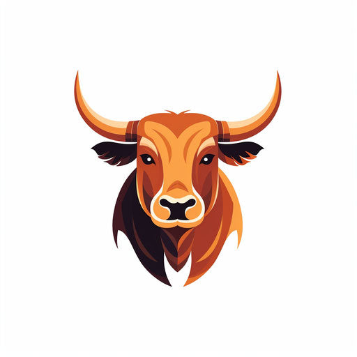 Minimalist ox illustration on white background