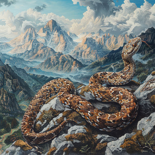 Hognose snake in a majestic mountain range