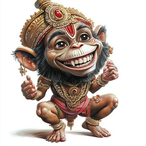 Humorous caricature of a hanuman clipart with human characteristics