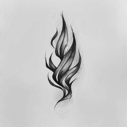 A minimalist flame tattoo design playing with negative space