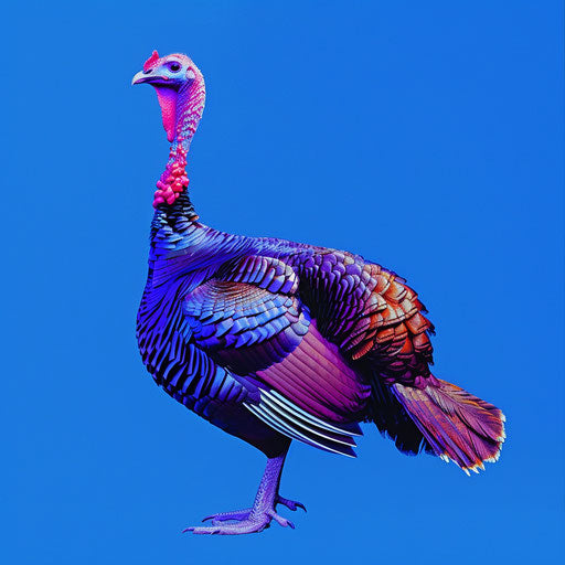 Vibrant turkey clipart on flat royal blue background