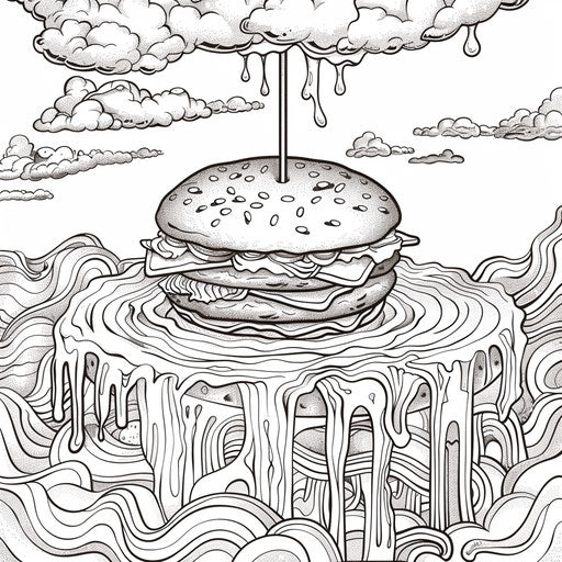 Burger floating on lettuce raft in sauce pool