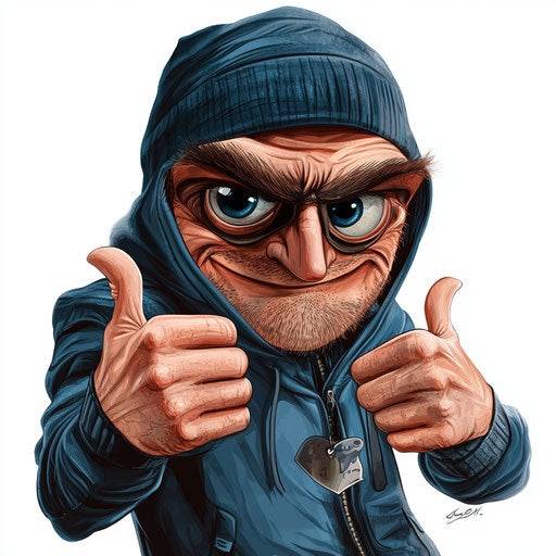 Witty Thief Caricature Clipart Illustrations