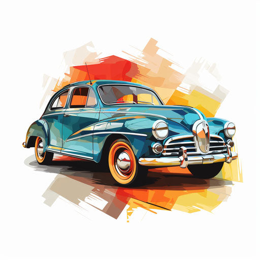 Cartoon car in the style of Impressionistic Art
