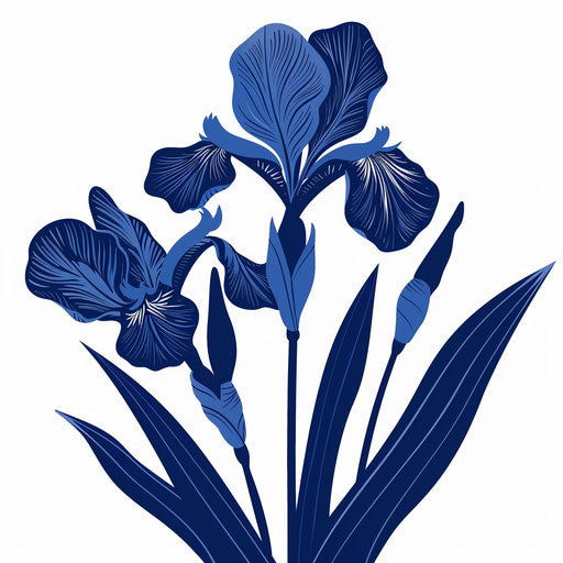 Japanese iris tattoo in deep blue