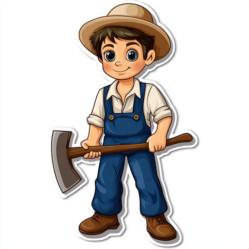 Attractive young man in old-fashioned attire with axe