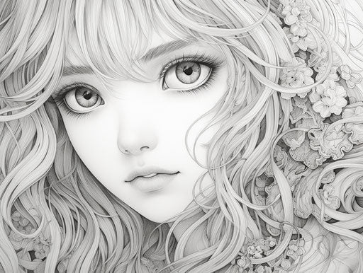 Anime girl coloring pages for girls