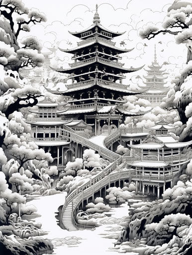 Incredible stylized and realistic Japanese Buddhist temple