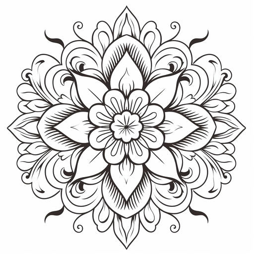Oriental Mandala: subtle negative space, monochromatic serenity