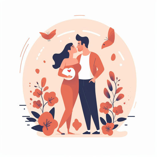 Minimalist style happy anniversary illustration, on white background