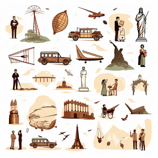 Illustration of history in Minimalist style, on white background