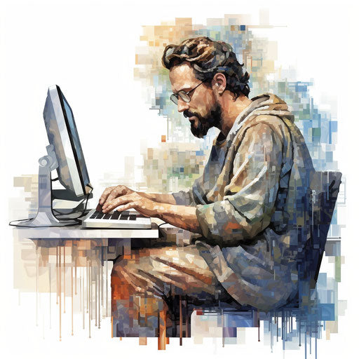 Coding clipart in the style of Oil painting