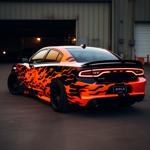 Flame decals on dodge charger hellcat