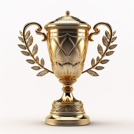 Trophy artwork in the style of Chiaroscuro Art, on white background