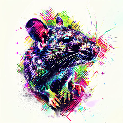 Contemporary tattoo sketch of a rat in a pixel art style