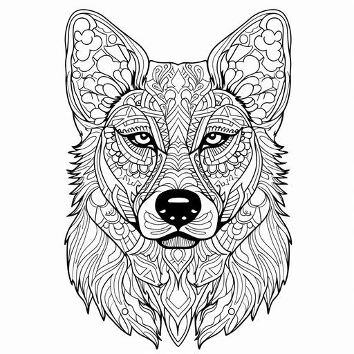 German shepherd dog hand with abstract ornate details coloring