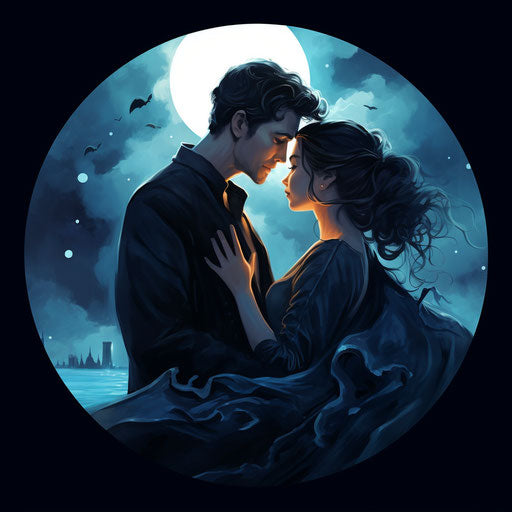 Romantic proposal under dark sky-blue and black